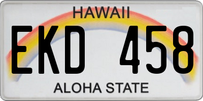HI license plate EKD458