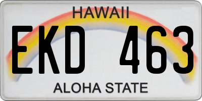 HI license plate EKD463