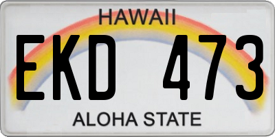 HI license plate EKD473