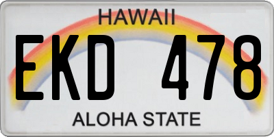 HI license plate EKD478
