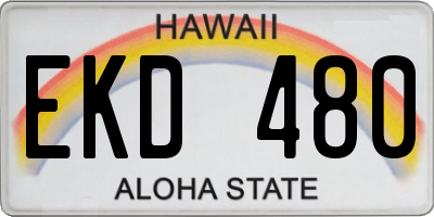 HI license plate EKD480