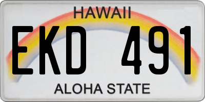 HI license plate EKD491