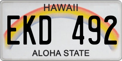 HI license plate EKD492