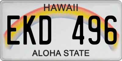 HI license plate EKD496