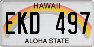 HI license plate EKD497