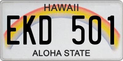 HI license plate EKD501