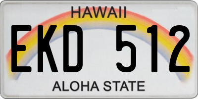 HI license plate EKD512