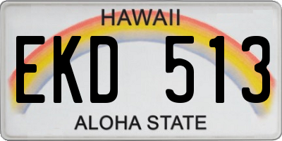 HI license plate EKD513
