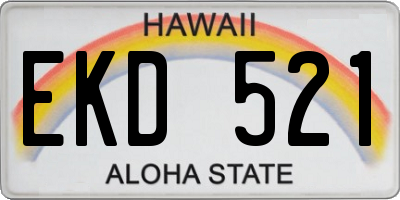 HI license plate EKD521
