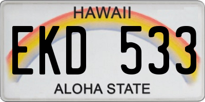 HI license plate EKD533