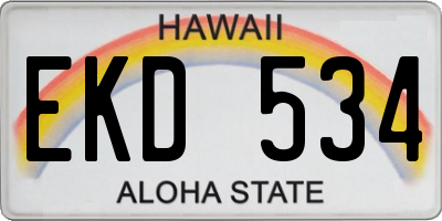 HI license plate EKD534