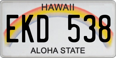 HI license plate EKD538