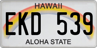 HI license plate EKD539