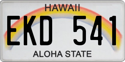 HI license plate EKD541