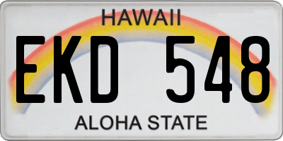 HI license plate EKD548