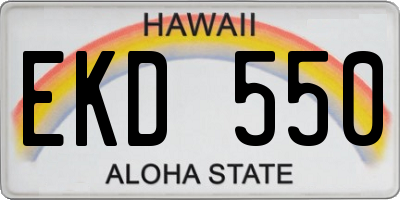HI license plate EKD550