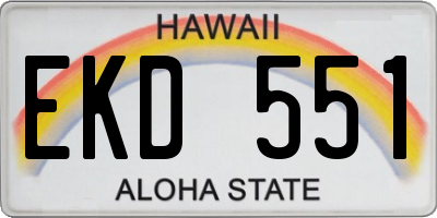 HI license plate EKD551
