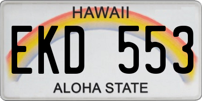 HI license plate EKD553
