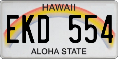 HI license plate EKD554
