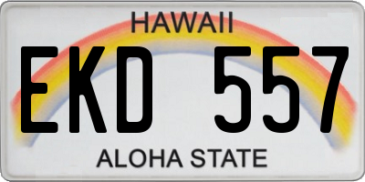 HI license plate EKD557