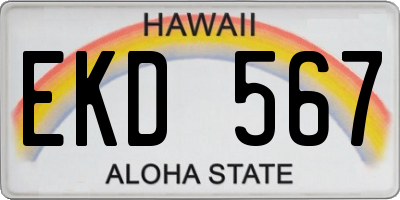 HI license plate EKD567