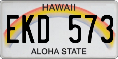 HI license plate EKD573