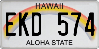 HI license plate EKD574
