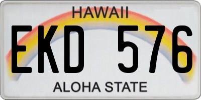 HI license plate EKD576