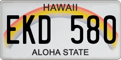 HI license plate EKD580