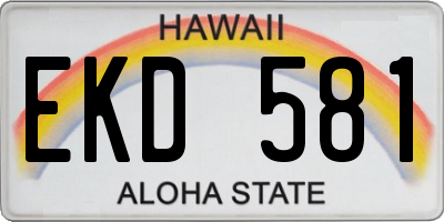 HI license plate EKD581