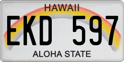 HI license plate EKD597