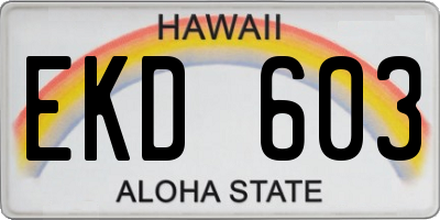 HI license plate EKD603