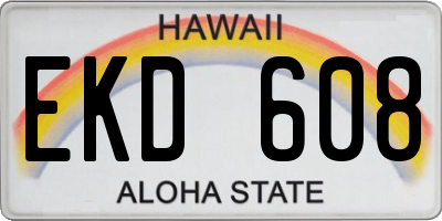 HI license plate EKD608