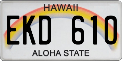HI license plate EKD610