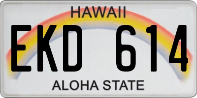 HI license plate EKD614