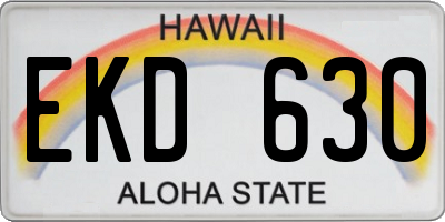 HI license plate EKD630