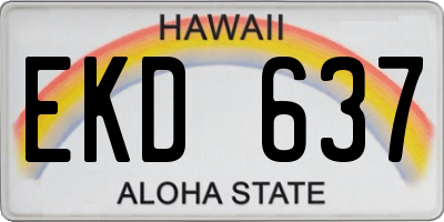 HI license plate EKD637