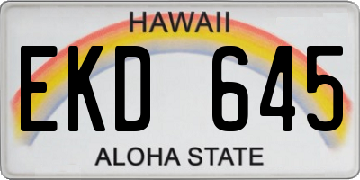 HI license plate EKD645