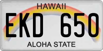 HI license plate EKD650