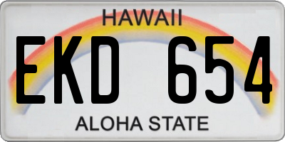 HI license plate EKD654