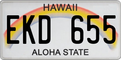HI license plate EKD655