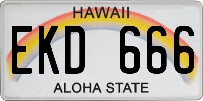 HI license plate EKD666