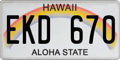 HI license plate EKD670