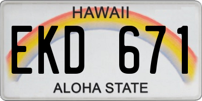 HI license plate EKD671