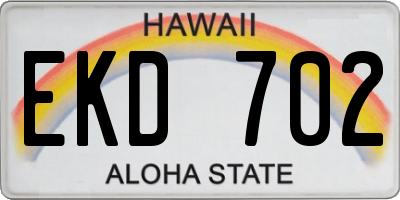 HI license plate EKD702
