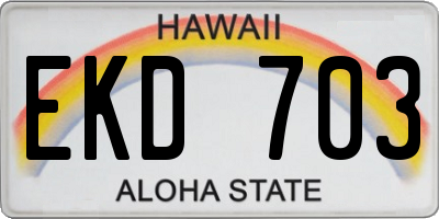 HI license plate EKD703