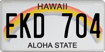 HI license plate EKD704