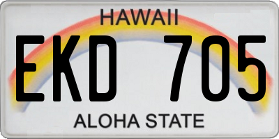 HI license plate EKD705