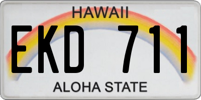 HI license plate EKD711