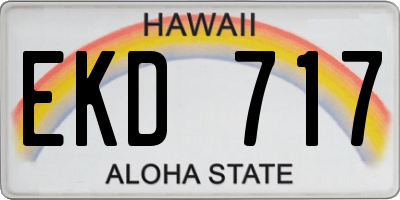 HI license plate EKD717